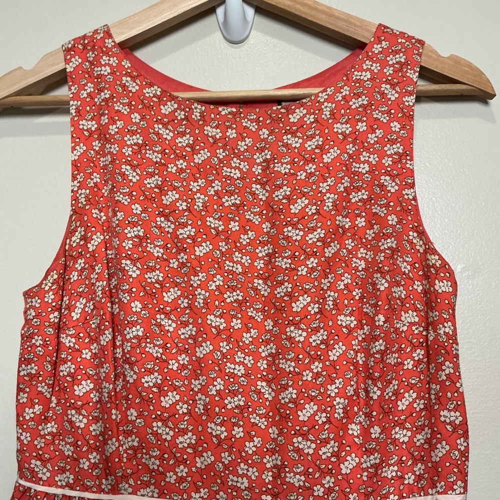 Juicy Couture Y2K Silk Dress Fit & Flare 4 Coral Ditsy Floral - Picture 3 of 7